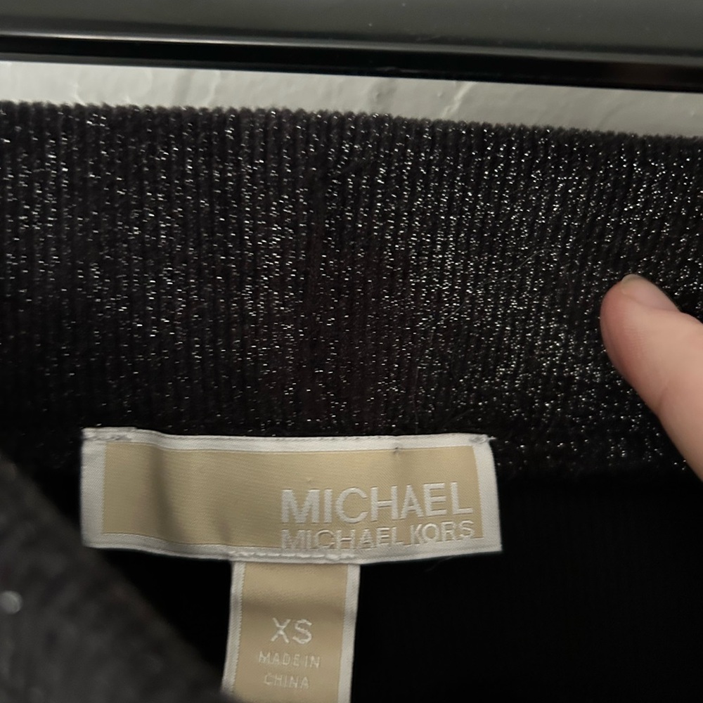 Michael Michael Kors Black Shimmer Metallic‎ Foil Pull On Leggings - Picture 4 of 5
